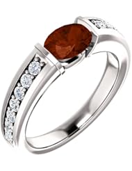 Platinum 7.00x5.00mm Oval Cut Rhodolite Garnet and Diamond Ring -- LIFETIME WARRANTY