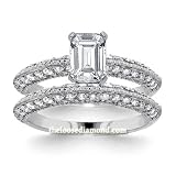 3.20 Carat Emerald Cut Diamond Bridal Set in 18K Gold 41kGu8WAFTL. SL160 3.20 Carat Emerald Cut Diamond Bridal Set in 18K Gold