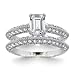 3.60 Carat Emerald Cut Diamond Bridal Set in 18K Gold