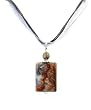 Necklace - N34 - Genuine Semi Precious Gemstone on Five-Strand Organza and Cotton Cord + 2" Extension Chain - Rectangular Shape ~ Imperial Purple Agate