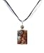 Necklace - N34 - Genuine Semi Precious Gemstone on Five-Strand Organza and Cotton Cord + 2" Extension Chain - Rectangular Shape ~ Imperial Purple Agate