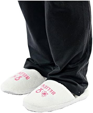 National Breast Cancer Ladies Embroidered Clog Slipper-5/6 white