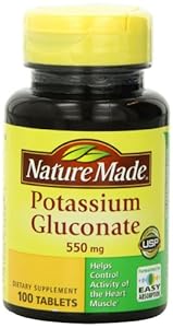 Nature Made Potassium Gluconate 550mg, 100 Tablets (Pack of 3)