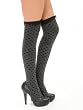 Over the Knee Socks Gray Socks with Black Swiss Dot Print Black Lace Trim Womens