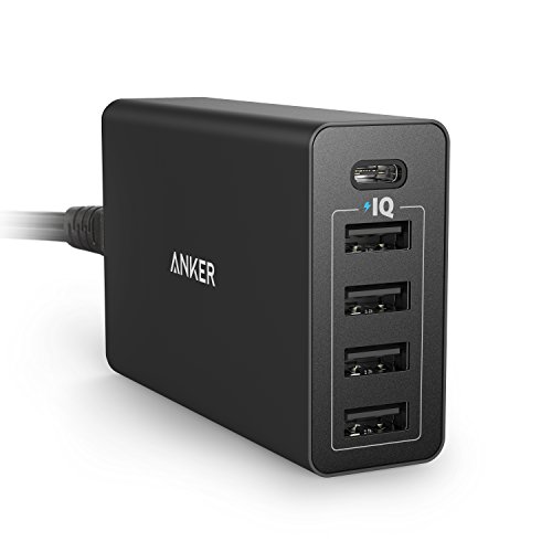 Anker PowerPort 5 USB-C (40W 5ポート USB/USB-C 急速充電器) iPhone / iPad / Xperia / Galaxy / Android各種 / Nexus 5X, 6P 他対応 USB-Cポート搭載 【PowerIQ & VoltageBoost搭載】(ブラック)