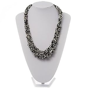 Be stylish with Black & White Chunky Glass Bead Necklace
