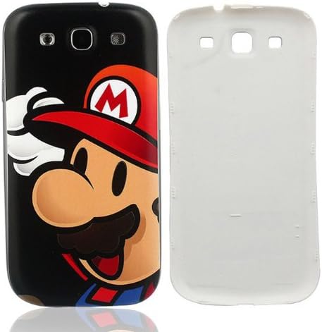 Newlifestart S3 i9300 Super Mario Pattern Black Replacement Battery Cover Plastic Back Housing Door for Samsung Galaxy Siii S3 I9300