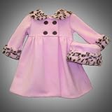 Good Lad - Pete's Partner Baby/Infant Girls 12M-24M 2-Piece PINK BROWN ANIMAL-PRINT FAUX-FUR TRIM Fleece Dress-Coat/Jacket and Hat Set-12M GLD-16259-16259XF6
