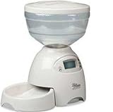 Petmate LeBistro Portion Control Automatic Pet Feeder, Bleached Linen, 5 Pounds