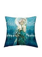 Tele d'autore by MANIFATTURE COTONIERE Cojín Mucha-La Luna (Turquesa)