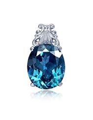 6.35ct. Natural London Blue Topaz White Gold Plated 925 Sterling Silver Pendant