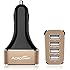 [Most Powerful Car Charger Ever] ACEPower&reg; Intelligent 9.6A / 48W 4-Port USB Car Charger with SmartPower Technology for Phone 6 6plus 5 5S 5C 4 4S, iPad Air 2, Samsung Galaxy S6 / S6 Edge, Nexus, HTC M9, Motorola, Nokia and More (Black Gold)
