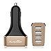 [Most Powerful Car Charger Ever] ACEPower® Intelligent 9.6A / 48W 4-Port USB Car Charger with SmartPower Technology for Phone 6 6plus 5 5S 5C 4 4S, iPad Air 2, Samsung Galaxy S6 / S6 Edge, Nexus, HTC M9, Motorola, Nokia and More (Black Gold)