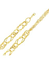 14K Yellow Gold Fashion Link Bracelet with Lobster Claw Clasp - 7.5" Inches