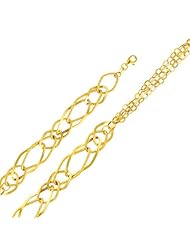 14K Yellow Gold Fashion Link Bracelet with Lobster Claw Clasp - 7.5" Inches