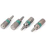 uxcell 六角ドライバービット ハードウェアツール 六角シャンク 4個入り グレー 23g