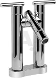 Graff Signature Collection G2700LM27SN Tango Double Lever Cast Spout Lavatory Faucet with 4-5/16 Reach, 7-3/8 Height, ADA Compliant and Includes Automatic Pop-Up Drain Assembly w/ Overflow: Steelnox (Satin Nickel)