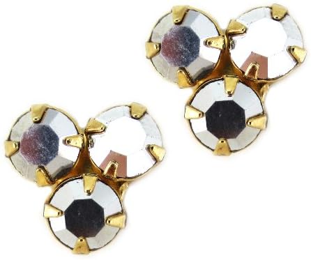Mariana Gold Plated Triangle Post Earrings with Jet Hematite Swarovski Crystal