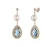 10k Yellow Gold Blue Topaz with White Freshwater Cultured Pearl Dangle Earrings