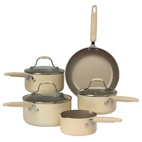 Prestige Country Kitchen Cookware Saucepan Set, Almond, 5 Piece