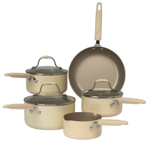 Prestige Country Kitchen Cookware Saucepan Set, Almond, 5 Piece