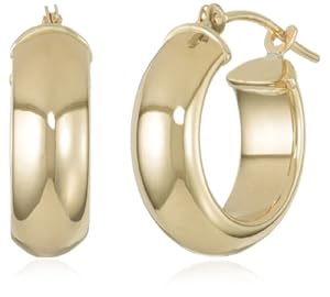 Duragold 14k Yellow Gold Half Round Hoop Earrings