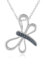Sterling Silver Blue Diamond Accented Butterfly Pendant Necklace, 18"