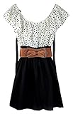Womdee Women Short Sleeve Polka Dot Summer Chiffon Dress (Multicolor,M) With Womdee Accessory
