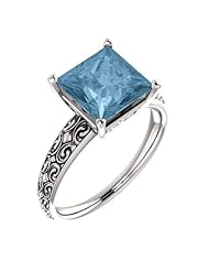 Platinum 8.00x8.00mm Princess Cut Sky Blue Topaz Ring -- LIFETIME WARRANTY