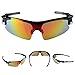 poshei P04 Polarized Sports Sunglasses with 5 Set Interchangeable Lenses for Biking Fishing Running Driving Golf Baseball (Black&Grey)