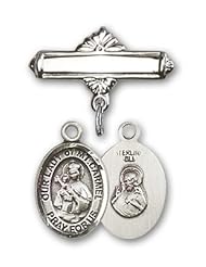 Sterling Silver Baby Badge with Our Lady of Mount Carmel Charm and Polished Badge Pin