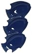 Blue Fish Ceramic Pottery Small Trio Dish Set of Two 12" x 5.5" x 1"