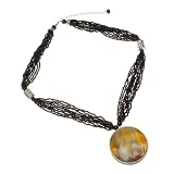 Holly's Choice Black Multistrand Beaded Resin Pendant Necklace