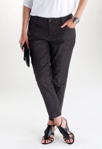 Avenue Plus Size Animal Print Zipper Hem Skinny Jean