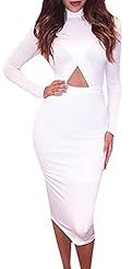 Spring Summer Winter Empire   Waistline Long Sleeves Polyester/Spandex Midi Dress 