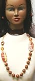 Large Rectangular and Round Dark Brown and Glass Beads on Antique Gold Chain Necklace and Earrings for Women and Teens