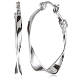 ELLE Jewelry Twisted Sterling Silver Hoop Earr