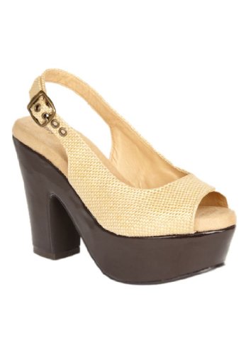 Jessica London Serena Slingback Platform Pumps Natural,10 M