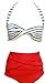 Surenow Cutest Retro Swimsuit Swimwear Vintage Push Up High Waist Bikini Set Stripe
