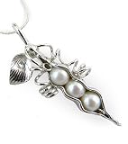Three Peas in a Pod Necklace - Sterling Silver with White Freshwater Pearls