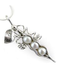Three Peas in a Pod Necklace - Sterling Silver with White Freshwater Pearls