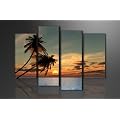 Bild auf Leinwand Palmen 130 x 80 cm 4 Teile Modell-Nr. XXL 6144 Bilder fertig gerahmt�auf echtem Holzrahmen riesig. Ausf�hrung Kunstdruck als Wandbild auf Rahmen. G�nstiger als �lbild Gem�lde Poster Plakat mit Bilderrahmen.