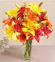 Autumn Sunset Fresh Flower Bouquet - Fresh Lily Autumn Bouquet