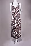 Red Carpet Palm Print Jersey Beaded Spaghetti Strap Empire Waist Long Maxi Dress Brown
