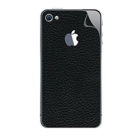 iStar - Leathercraft - Autocollant repositionnable arri�re en cuir grain� + prot�ge-�cran pour iPhone 4