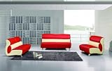 New 3pc Contemporary Modern Leather Sofa Set #AM-023-B-RED/WHITE New 3pc Contemporary Modern Leather Sofa Set #AM-023-B-RED/WHITE