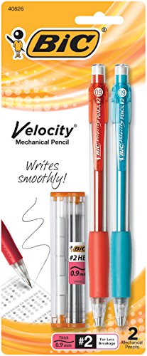 BIC Velocity Mechanical Pencil, Refillable, Thick Point (0.9 mm), 2-Count