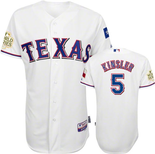 Ian Kinsler Jersey: Texas Rangers #5 Big & Tall Home White Authentic Cool Baseâ