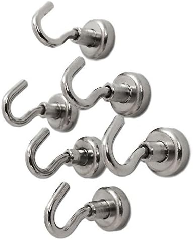 Strong 9LB Magnetic Hooks Powerful Heavy Duty Neodymium Magnet 6 Hook Set (9lbs)