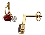 Garnet Gemstone and Diamond Earrings in 14K Yellow Gold